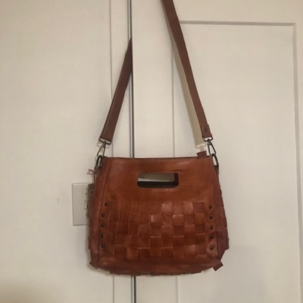 Bed Stu Orchid Congnac DipDye Rustic Handbag Woven Leather Satchel Crossbody